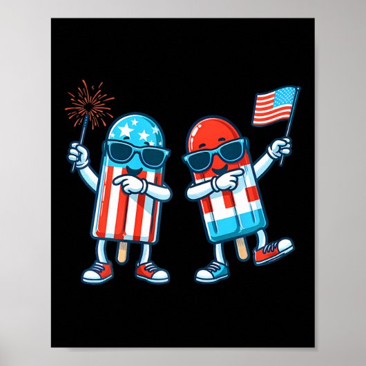 Niedlich Popsicle American Flag 4. Juli Patriotic Poster (Vorne)