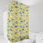 Niedlich prähistorisches Dinosaurier-Muster Gelb Duschvorhang