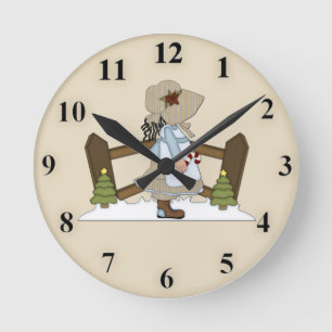 Niedlich Prairie Girl Clock Runde Wanduhr