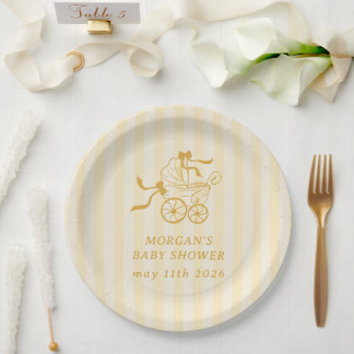 Niedlich Preppy Baby Stroller Babydusche Pappteller