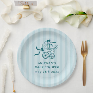 Niedlich Preppy Baby Stroller Babydusche Pappteller