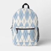 Niedlich Preppy Blue Raute Print Monogram Initials Bedruckter Rucksack (Vorderseite)