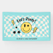Niedlich Preppy Y2K Retro Pastell Blue Birthday Ba Banner (Horizontal)