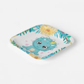 Niedlich Prince Aquamarin und Gelb Dinosaurier Bab Pappteller (Gewinkelt)