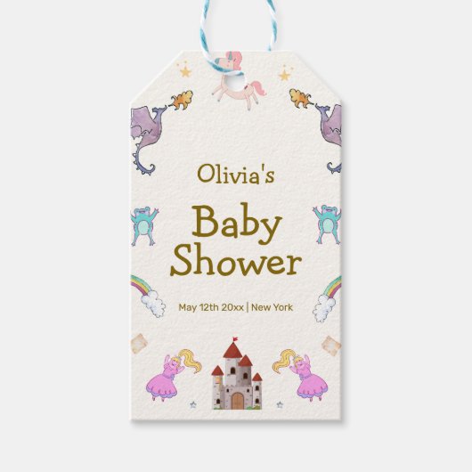 Niedlich Princess Dragon Unicorn Kinderdusche Geschenkanhänger (Vorderseite)