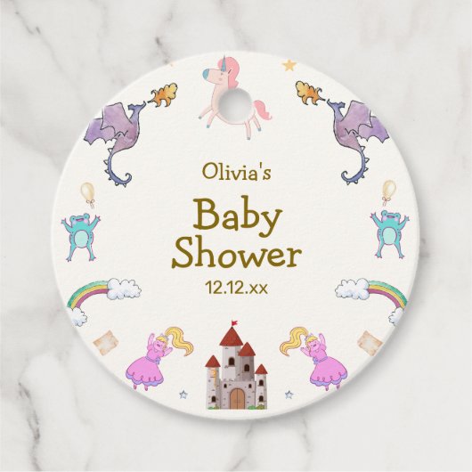 Niedlich Princess Dragon Unicorn Kinderdusche Geschenkanhänger (Vorderseite)