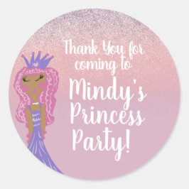 Niedlich Princess Party Doodle Classic Round Stick Runder Aufkleber