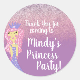 Niedlich Princess Party Doodle Runder Aufkleber