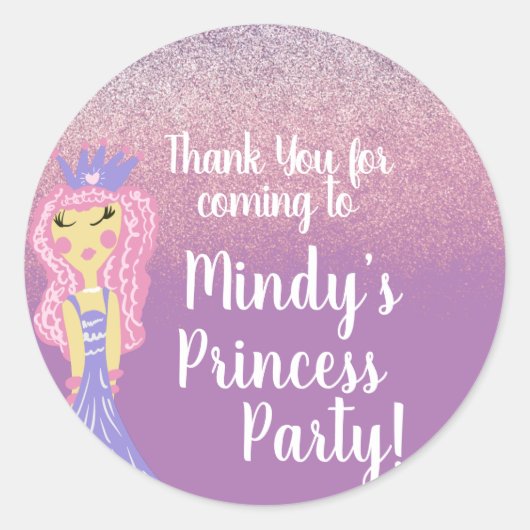 Niedlich Princess Party Doodle Runder Aufkleber (Vorderseite)