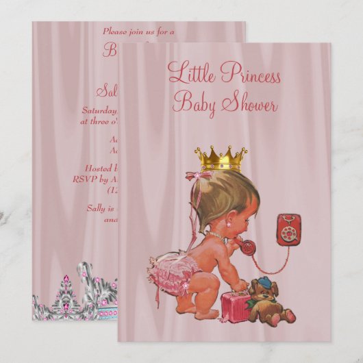 Niedlich Princess Pink Baby Dusche Einladung (Vorne/Hinten)
