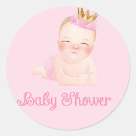 Niedlich Princess Pink Baby Dusche Runder Aufkleber