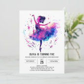 Niedlich Printable Ballerina Birthday Einladung (Stehend Vorderseite)