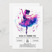 Niedlich Printable Ballerina Birthday Einladung (Vorne/Hinten)