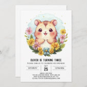 Niedlich Printable Hamster Birthday Einladung (Vorne/Hinten)