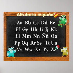 Niedlich Professor Owl Buho Alfabeto español Poster