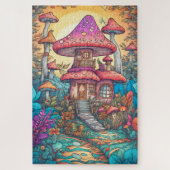Niedlich Psychedelic Mushroom House Illustration Puzzle (Vertikal)