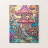 Niedlich Psychedelic Mushroom House Illustration Puzzle (Vertikal)
