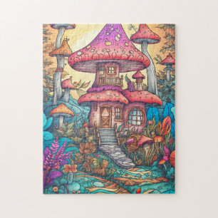 Niedlich Psychedelic Mushroom House Illustration Puzzle