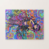Niedlich Psychedelisch Hippie Mermaid Girl Guitar Puzzle (Horizontal)