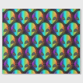 Niedlich Psychedelische Alien Head Thunder_Cove Geschenkpapier (Flach)