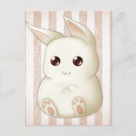Niedlich Puffy Kawaii Bunny Rabbit Postkarte (Vorderseite)
