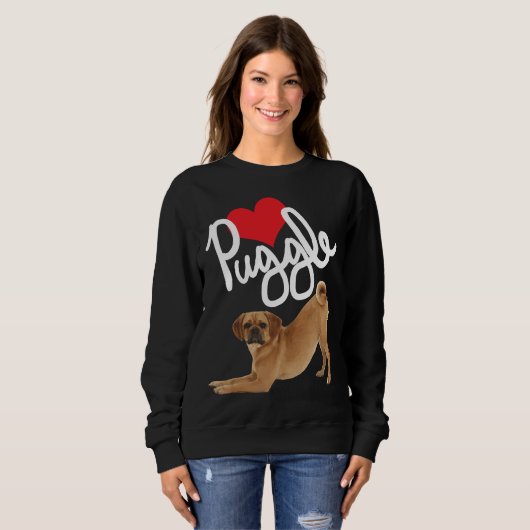 Niedlich Puggle Liebe Hund Mama Sweatshirt (Vorne ganz)