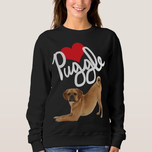 Niedlich Puggle Liebe Hund Mama Sweatshirt (Vorderseite)
