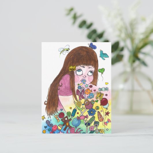 Niedlich Puke Postkarte (Stehend Vorderseite)