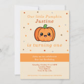 Niedlich Pumpkin 1. Geburtstag Einladung (Vorderseite)