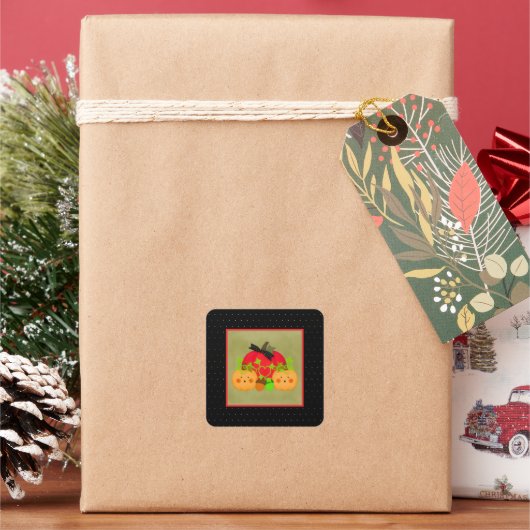 Niedlich Pumpkin Couple Halloween Brautparty Quadratischer Aufkleber (Feiertag)