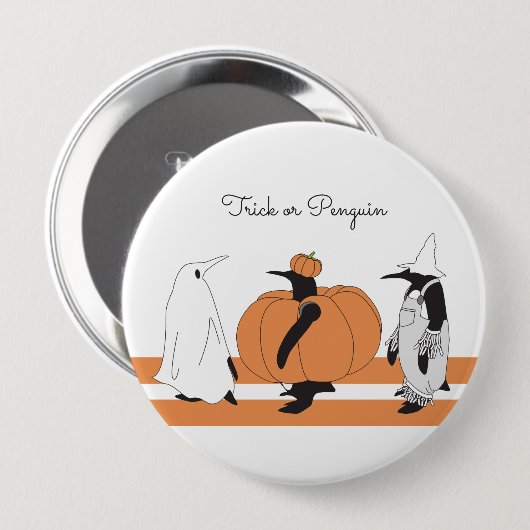 Niedlich Pumpkin Penguin Funny Halloween Button (Vorne & Hinten)