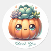 Niedlich Pumpkin Succulent Planter Runder Aufkleber (Vorderseite)