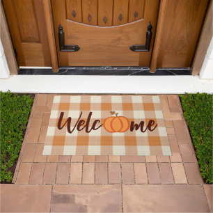 Niedlich Pumpkin Willkommen Wordart Fall Orange Gi Fußmatte