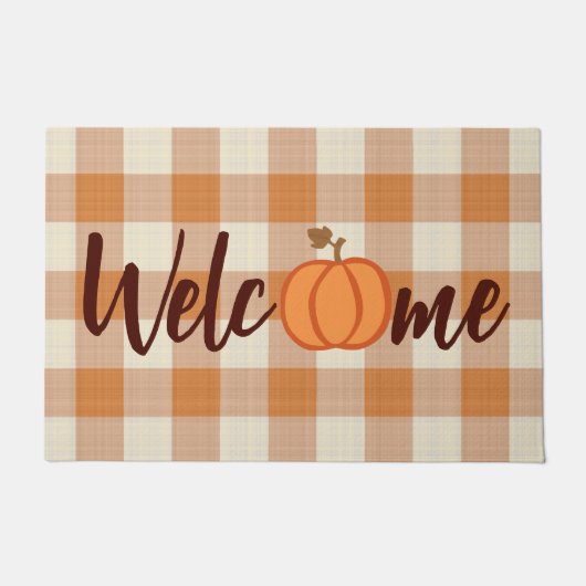Niedlich Pumpkin Willkommen Wordart Fall Orange Gi Fußmatte (Vorderseite)