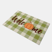 Niedlich Pumpkin Willkommen Wordart on Fall Green Fußmatte (Schrägansicht)