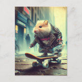 Niedlich Punk Rock Goth Skateboarding Hamster Postkarte (Vorderseite)