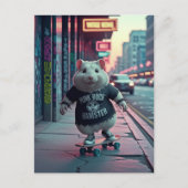 Niedlich Punk Rock Goth Skateboarding Hamster Postkarte (Vorderseite)