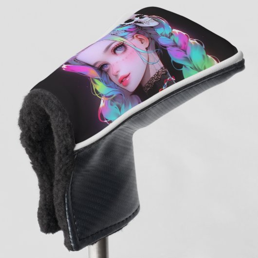 Niedlich Punk Rock Skull Goth Rainbow Braid Anime  Golf Headcover (3/4 Vorderseite)