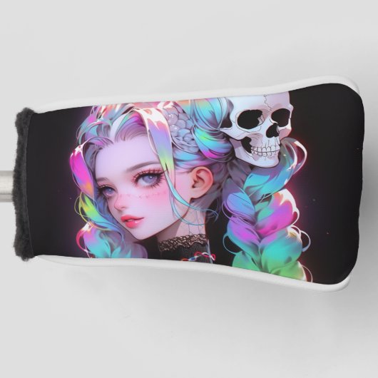 Niedlich Punk Rock Skull Goth Rainbow Braid Anime  Golf Headcover (Vorderseite)