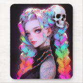 Niedlich Punk Rock Skull Goth Rainbow Braid Anime Mousepad (Vorne)