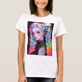 Niedlich Punk Rock Skull Goth Rainbow Braid Anime  T-Shirt (Vorderseite)
