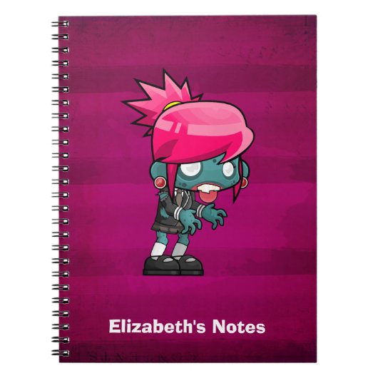 Niedlich Punk Rock Zombie Girl Illustration Notizblock (Vorderseite)