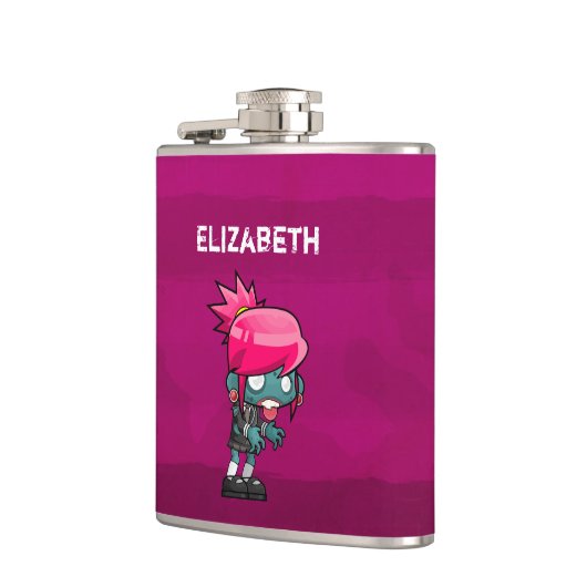 Niedlich Punk Rock Zombie Girl Illustriert Flachmann (Links)