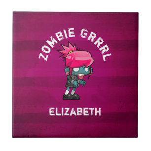 Niedlich Punk Rock Zombie Grrrl Personalisiert Fliese