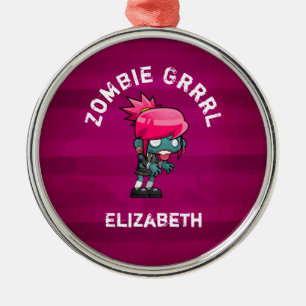 Niedlich Punk Rock Zombie Grrrl Personalisiert Silbernes Ornament