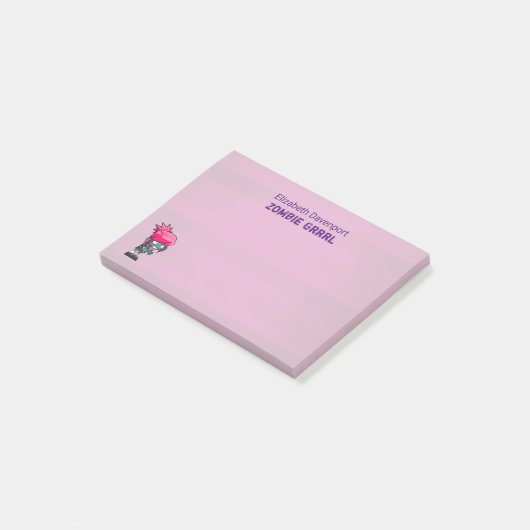 Niedlich Punk Rock Zombie Grrrl Post-it Klebezettel (angewinkelt)