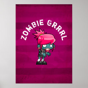Niedlich Punk Rock Zombie Grrrl Poster