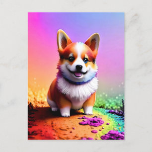 Niedlich Puppy Corgi Dog-36475 Feiertagspostkarte