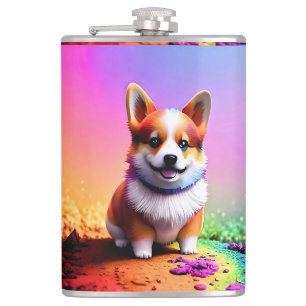 Niedlich Puppy Corgi Dog-36475 Flachmann
