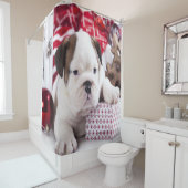 Niedlich Puppy English Bulldog | Weihnachten Duschvorhang (Beispiel)